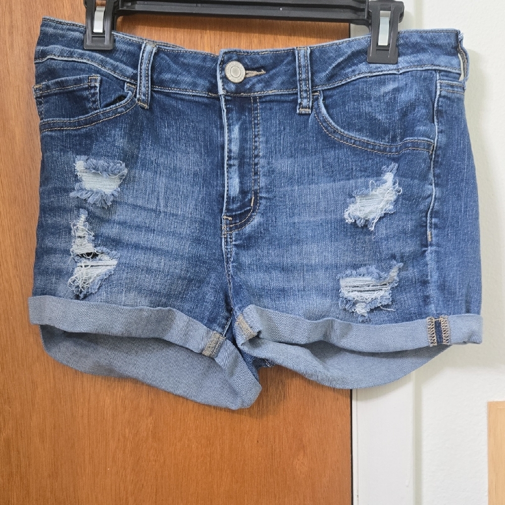 SO Blue Jean Shorts Distressed Mid-Rise